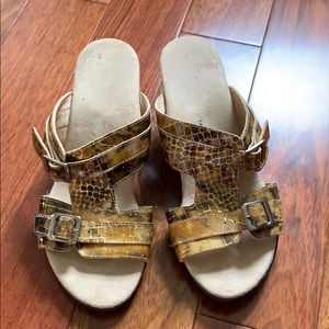 Used Golden Snake Skin Slip On Heel